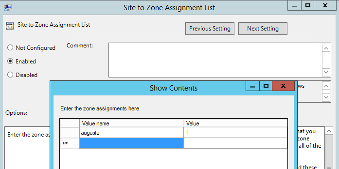 chrome site to zone assignment